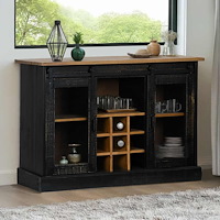 vidaXL Skänk HALDEN 2 skjutdörrar svart 112x40x80 cm massivt trä