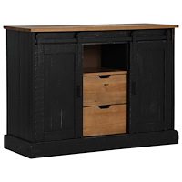 vidaXL Skänk HALDEN 2 skjutdörrar svart 112x40x80 cm massivt trä