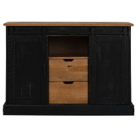 vidaXL Skänk HALDEN 2 skjutdörrar svart 112x40x80 cm massivt trä