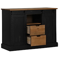 vidaXL Skänk HALDEN 2 skjutdörrar svart 112x40x80 cm massivt trä