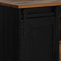 vidaXL Skänk HALDEN 2 skjutdörrar svart 112x40x80 cm massivt trä