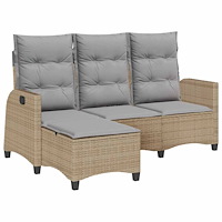 vidaXL Fällbar trädgårdssoffa med dynor L-formad beige konstrotting