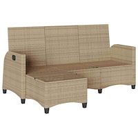 vidaXL Fällbar trädgårdssoffa med dynor L-formad beige konstrotting