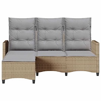 vidaXL Fällbar trädgårdssoffa med dynor L-formad beige konstrotting