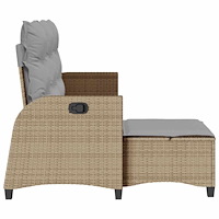 vidaXL Fällbar trädgårdssoffa med dynor L-formad beige konstrotting