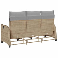 vidaXL Fällbar trädgårdssoffa med dynor L-formad beige konstrotting