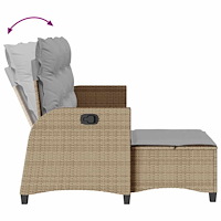 vidaXL Fällbar trädgårdssoffa med dynor L-formad beige konstrotting