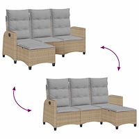 vidaXL Fällbar trädgårdssoffa med dynor L-formad beige konstrotting