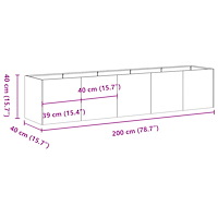 vidaXL Planteringskärl antracit 200x40x40 cm kallvalsat stål