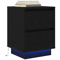 vidaXL Sängbord med LED-belysning svart 38x34x50 cm