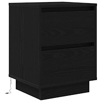 vidaXL Sängbord med LED-belysning svart 38x34x50 cm