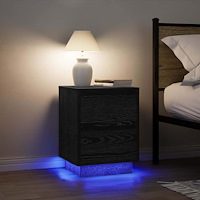 vidaXL Sängbord med LED-belysning svart 38x34x50 cm