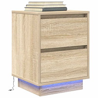 vidaXL Sängbord med LED-lampor sonoma-ek 38x34x50 cm