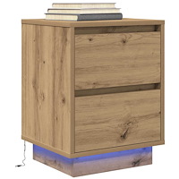 vidaXL Sängbord med LED-belysning artisan ek 38x34x50 cm