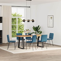 vidaXL Matstolar 6 st blå sammet
