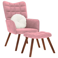 vidaXL Vilstol med fotpall rosa sammet
