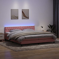 vidaXL Ramsäng med madrass rosa 200x210 cm sammet