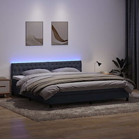 vidaXL Resårsäng med madrass mörkgrå 180x220 cm sammet