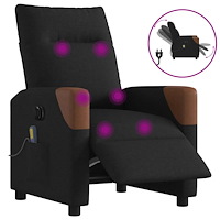 vidaXL Elektrisk massagefåtölj med uppresningshjälp svart tyg