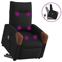 vidaXL Massagefåtölj med uppresningshjälp svart tyg