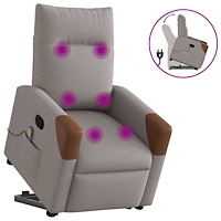 vidaXL Massagefåtölj med uppresningshjälp taupe tyg