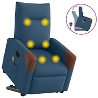 vidaXL Massagefåtölj med uppresningshjälp blå tyg