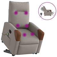 vidaXL Elektrisk massagefåtölj med uppresningshjälp taupe tyg