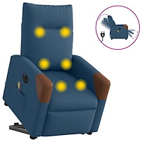 vidaXL Elektrisk massagefåtölj med uppresningshjälp blå tyg