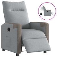 vidaXL Elektrisk reclinerfåtölj ljusgrå tyg