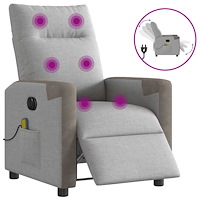vidaXL Elektrisk massagefåtölj molngrå tyg