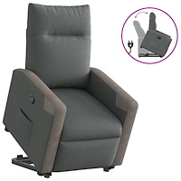 vidaXL Reclinerfåtölj med uppresningshjälp mörkgrå tyg