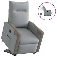 vidaXL Elektrisk reclinerfåtölj med uppresningshjälp ljusgrå tyg
