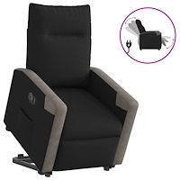 vidaXL Elektrisk reclinerfåtölj med uppresningshjälp svart tyg