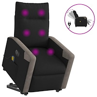 vidaXL Elektrisk massagefåtölj med uppresningshjälp svart tyg