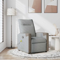 vidaXL Massagefåtölj ljusgrå tyg