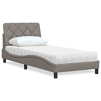 vidaXL Säng med madrass taupe 90x200 cm tyg