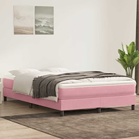 vidaXL Resårsäng utan madrass rosa 140x220 cm sammet