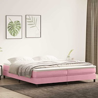 vidaXL Resårsäng med madrass rosa 180x220 cm sammet