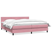 vidaXL Ramsäng med madrass rosa 200x210 cm sammet