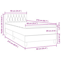 vidaXL Ramsäng med madrass svart 90x210 cm sammet