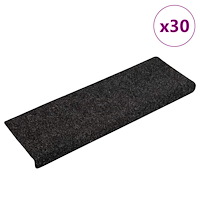 vidaXL Trappmattor självhäftande 30 st svart 65x21x4 cm