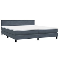 vidaXL Resårsäng med madrass mörkgrå 180x220 cm sammet