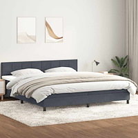 vidaXL Resårsäng med madrass mörkgrå 180x220 cm sammet