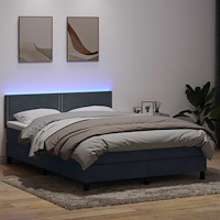 vidaXL Ramsäng med madrass mörkgrå 140x210 cm sammet