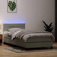 vidaXL Ramsäng med madrass ljusgrå 90x210 cm sammet