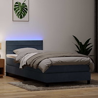 vidaXL Ramsäng med madrass mörkgrå 90x210 cm sammet