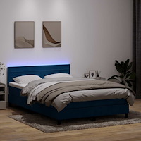 vidaXL Ramsäng med madrass mörkblå 140x210 cm sammet