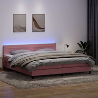 vidaXL Ramsäng med madrass rosa 200x210 cm sammet