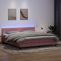 vidaXL Resårsäng med madrass rosa 180x220 cm sammet