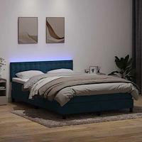 vidaXL Ramsäng med madrass mörkblå 140x210 cm sammet